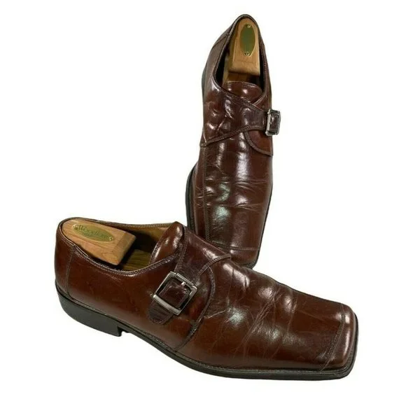 Vintage Stacy Adams Leather Monk Strap Square Toe Dress Shoe Amazon.com | STACY ADAMS mens Kinsley Single Monk Strap  main image 4